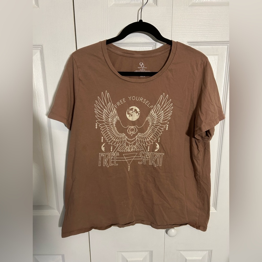 Organic Generation Women's Free Spirit "Free Yourself" Mauve Short Slv T Size 1X